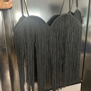 Black Fringe Bustier Forever 21 top